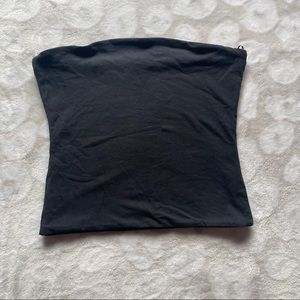 Black tube top, cropped at waist